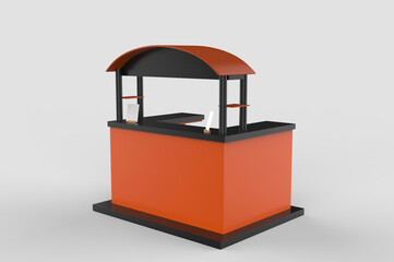food or coffee Trolley Cart on a white background. 3d Rendering