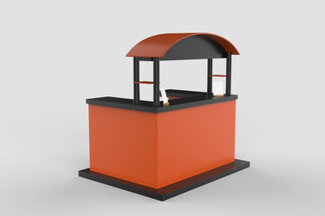 food or coffee Trolley Cart on a white background. 3d Rendering