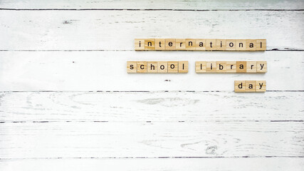 International school library day. square cubes with letters