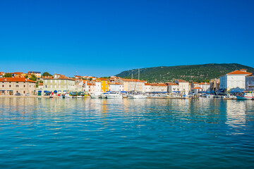 Fototapeta na wymiar Waterfront in the town of Cres, waterfront, Island of Cres, Kvarner, Croatia
