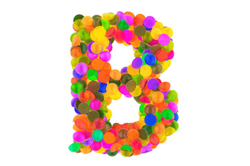 Letter B from colored marmalade candies. 3D rendering