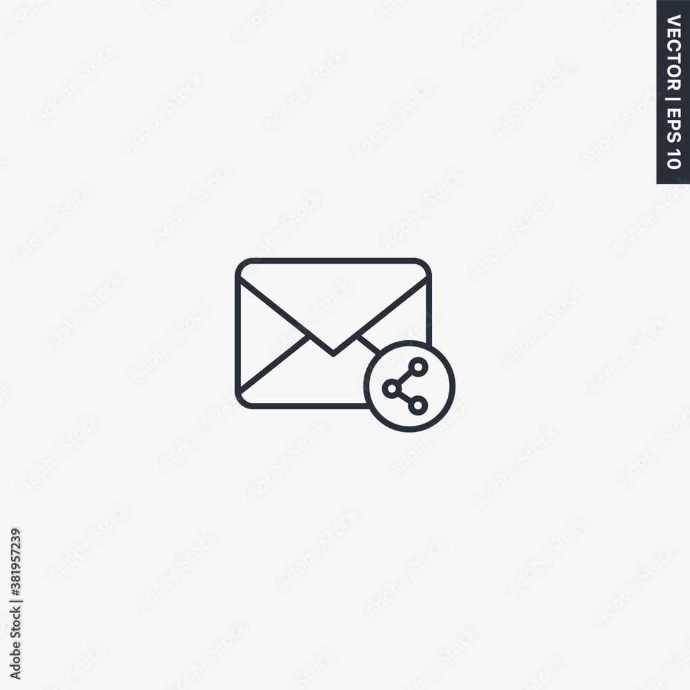 Poster post mail, linear style sign for mobile concept and web design