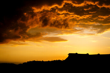 Sunset with clouds in the city