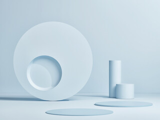 Mockup podium for product presentation, blue background design, 3d render, 3d illustration