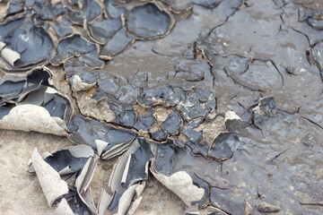 cracked dry grey clay