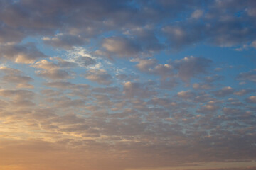 sunset with fluffy clouds