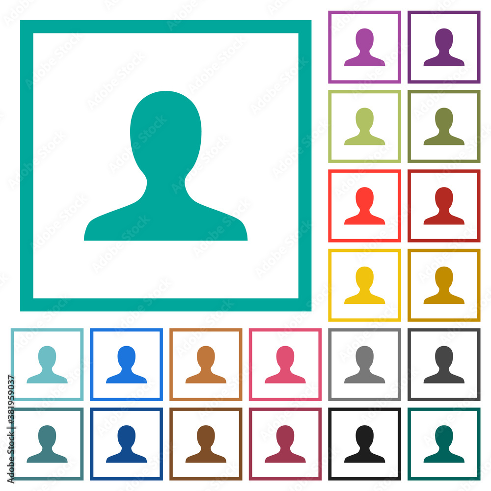 Poster blank user avatar flat color icons with quadrant frames