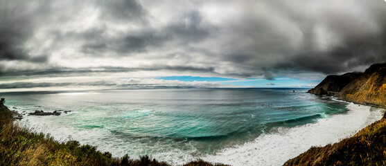 Dramatic sky over Central California coastline