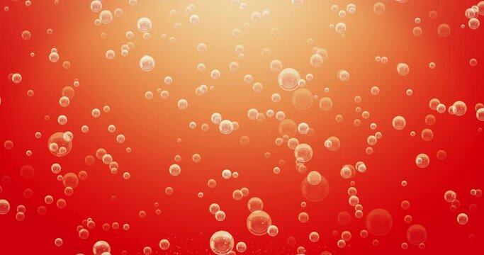 Effervescences bubbles oranges in orange background, Loop