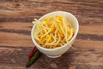 Soy sprout heap in the bowl