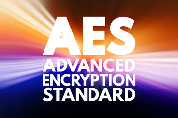 AES - Advanced Encryption Standard acronym, technology concept background