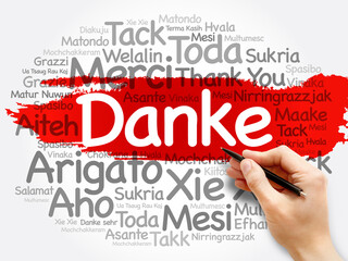 Danke (Thank You in German) Word Cloud, concept background