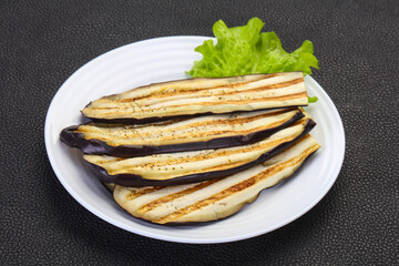 Grilled eggplant in the bowl