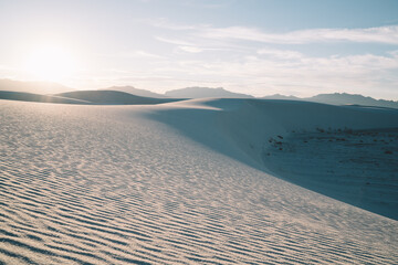 Sandy desert dunes in White Sands National Park
