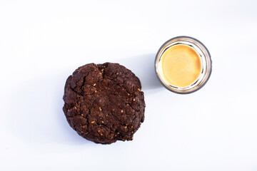 cup of coffee and chocolate cookie