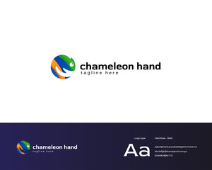 Chameleon colorful logo design template, awesome chameleon animal logo