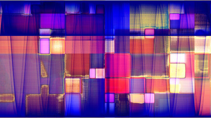 rendu d'un travail numérique, composition géométrique abstraite rythmée par les couleurs