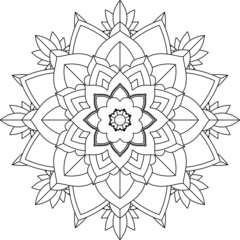 Easy Mandala coloring book simple and basic for beginners, seniors and children. Set of Mehndi flower pattern for Henna drawing and tattoo. Decoration in ethnic oriental, Indian style.