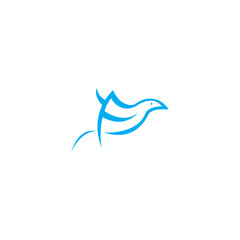 letter f logo illustration bird template color vector design