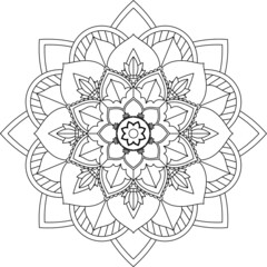 Easy Mandala coloring book simple and basic for beginners, seniors and children. Set of Mehndi flower pattern for Henna drawing and tattoo. Decoration in ethnic oriental, Indian style.