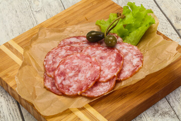 Spanish Salchichon sausage with salad