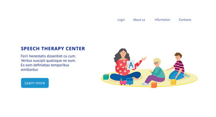 Kids speech therapy class a vector flat design for website
