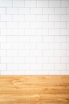 White Subway Tile Kitchen Wall For Background Image