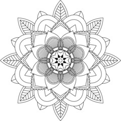 Easy Mandala coloring book simple and basic for beginners, seniors and children. Set of Mehndi flower pattern for Henna drawing and tattoo. Decoration in ethnic oriental, Indian style.
