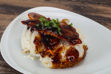Rice with duck breast in Unagi sauce