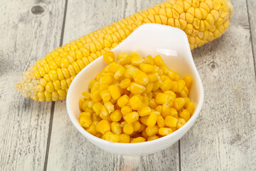 Young corn seeds in the bowl
