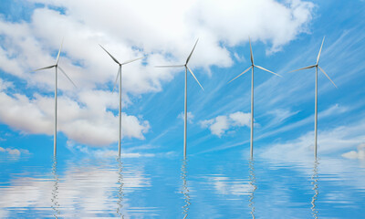 Wind turbines generating electricity