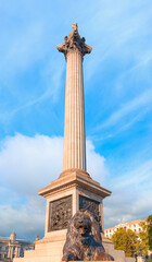Fototapeta na wymiar Trafalgar Square with the Nelson's Column - London, United Kingdom
