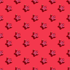 Fototapeta na wymiar Minimal pattern background of red star on red background