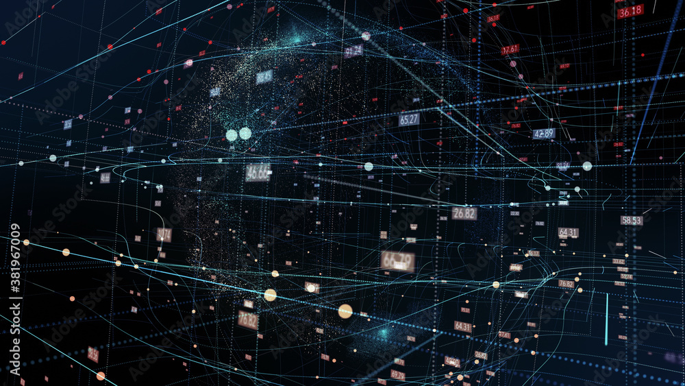 Canvas Prints spinning earth with digital data grid