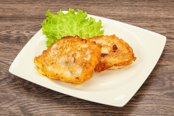 Roasted cod fish in bread