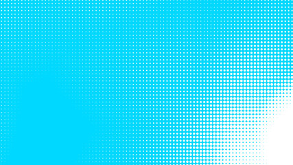 Fototapeta premium Dots halftone white blue color pattern gradient texture with technology digital background. Dots pop art comics with summer background.