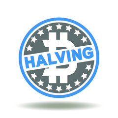 Bitcoin coin half icon vector. BTC Halving Symbol.