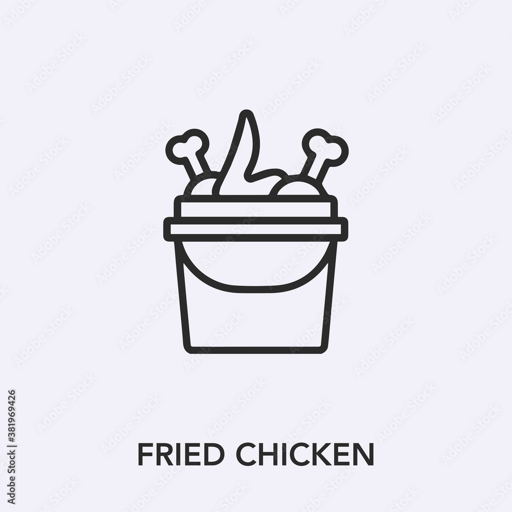 Poster fried chicken icon vector. linear style sign for mobile concept and web design. fried chicken symbol