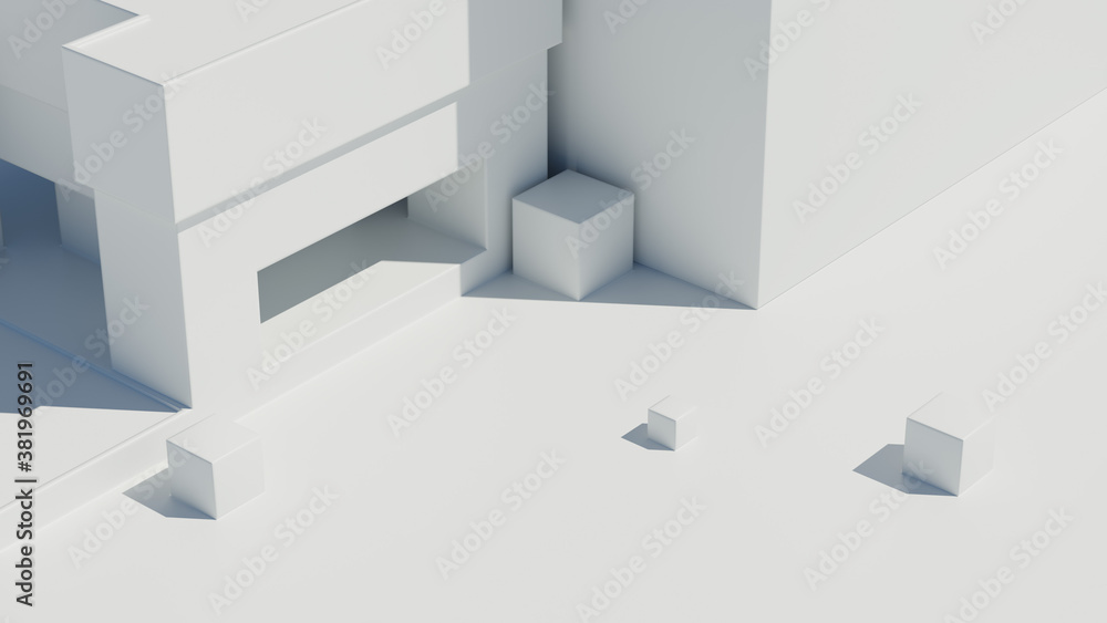 Poster 3d render of bright abstract architecture geometry. bright light with sharp shadows. minimalism.
