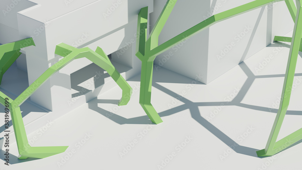 Poster 3d render of bright abstract architecture geometry. bright light with sharp shadows. minimalism.
