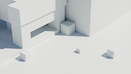 3d render of bright abstract architecture geometry. Bright light with sharp shadows. Minimalism.