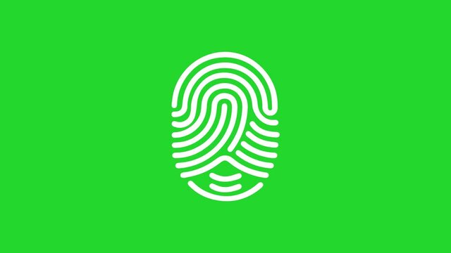 Fingerprint sign - fingerprint animated cartoon sign on green screen background