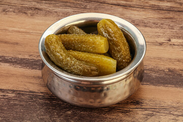 Pickled cucumbers in the plate