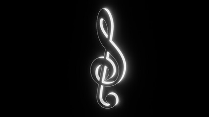 Fototapeta premium Close up of black and white shining Violin Key on black background. Music Theme. 3D rendering.