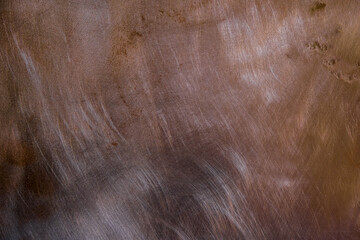 Polished copper surface. Rough polishing. Copy space.