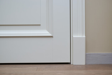 decorative elements of white door in the classical style