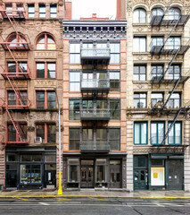 New York City - Historic block of old buildings on Great Jones Street in the NoHo neighborhood of Manhattan