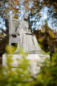 Madrid, Spain - September 29, 2020: Statue of the nun and writer of Mexico sor Juana Ines de la Cruz.