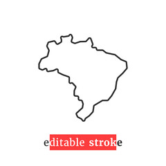 minimal editable stroke brazil map icon