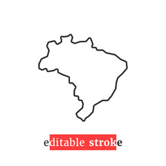 Obraz premium minimal editable stroke brazil map icon